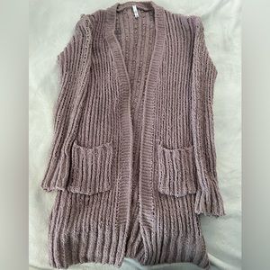 Soft Pink Knit Pocket Cardigan